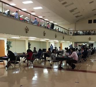 Speed dating tables with participants