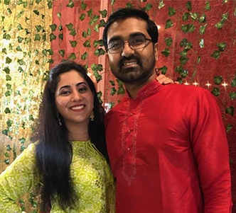 Happy couple celebrating together after meeting at a Hindu Matrimonial Europe event